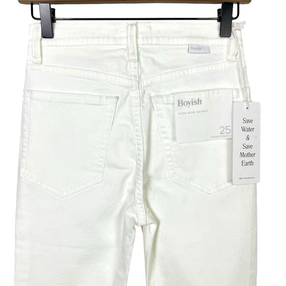 Boyish by HER NWT White Denim High Rise Stretch Skinny Jeans - Picture 3 of 8